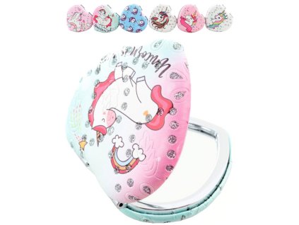 Zrcátko kapesní jednorožec rozkládací srdíčko oboustranné 6 druhů