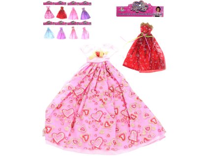 Šatičky dlouhé zdobené korzetové pro panenky 8 druhů v sáčku