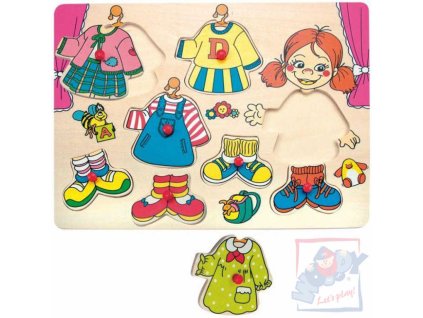 WOODY DŘEVO Oblékání na desce puzzle Carolina dřevěná vkládačka