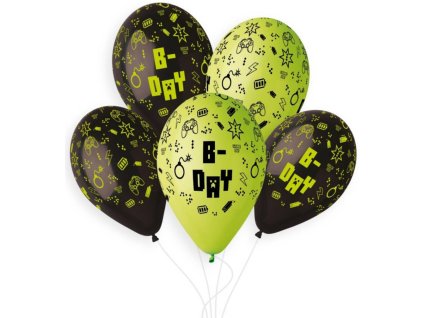 GEMAR Balónky nafukovací 26cm potisk narozeniny HAPPY B-DAY set 5ks