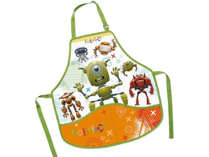 Zástěra dětská Roboti 50x55cm na výtvarnou výchovu
