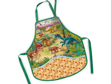 Zástěra dětská Dinosauři 50x55cm na výtvarnou výchovu