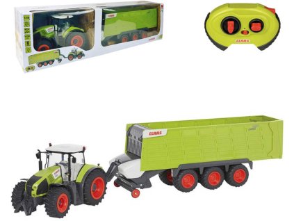 RC Traktor Claas Axion + přívěs na vysílačku 2,4GHz na baterie Světlo