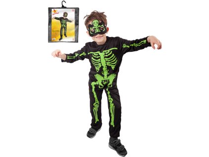 KARNEVAL Šaty kostlivec neon vel. M (117-128cm) 6-8 let *KOSTÝM*
