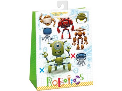 Taška dárková dětská roboti 29x38cm papírová lesklá