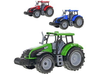 Traktor plastový 20cm zemědělský stroj na setrvačník 3 barvy