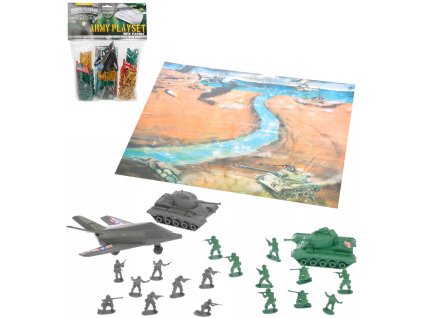 Vojenská army sada figurky vojáci 2 vojska s herním pozadím 2 barvy