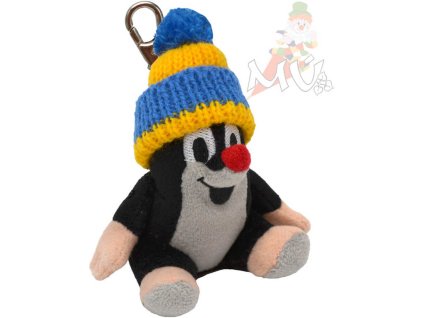 MORAVSKÁ ÚSTŘEDNA Krtek (krteček) s karabinou 9cm sedící modrý kulich