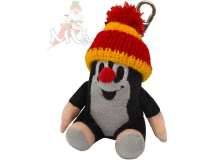 MORAVSKÁ ÚSTŘEDNA Krtek (krteček) s karabinou 9cm sedící červený kulich