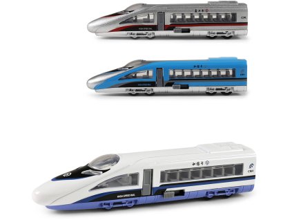 Rychlovlak 12cm kovový vláček volný chod 3 druhy v plastovém boxu