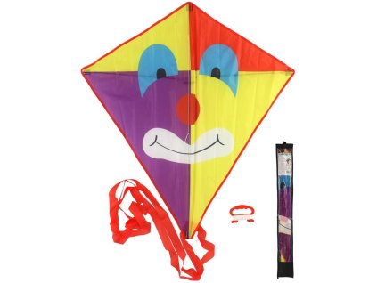 Drak létající Klaun nylonový barevný 78x88cm v látkovém sáčku