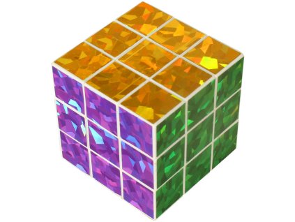 Hra Hlavolam (Rubikova) magická kostka 6,5cm metalická třpytivá 3x3x3