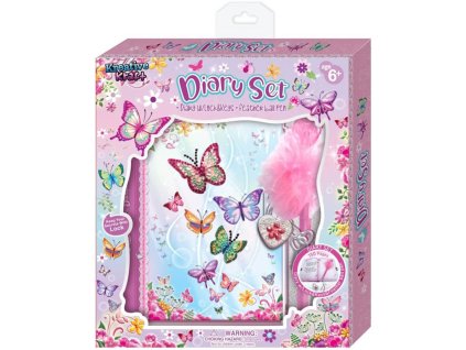 Deník tajný set s ozdobnou tužkou s peřím se zámkem a klíčky