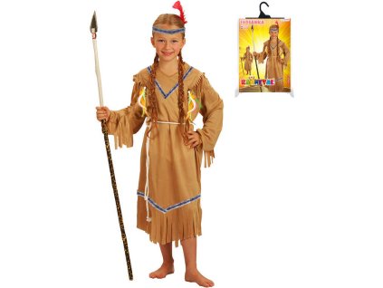 KARNEVAL Šaty Indiánka s čelenkou vel. S (110-120cm) 4-6 let *KOSTÝM*