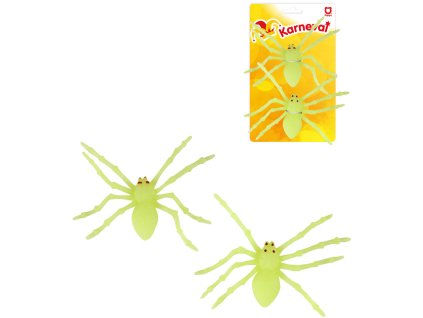 Pavouk 14cm halloween dekorace svítící ve tmě fosforeskuje set 2ks