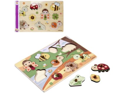 EICHHORN DŘEVO Puzzle baby vkládací s úchyty 9 dílků zvířátka 2 druhy