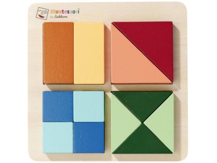 EICHHORN DŘEVO Montessori čtverce puzzle baby vkládačka na desce