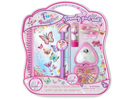 Deníková sada s ve tmě svítící tužkou a skládacím hřebínkem s doplňky