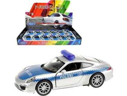 WELLY Auto policie Porsche 911(991) Carrera S kov zpětný chod 12cm