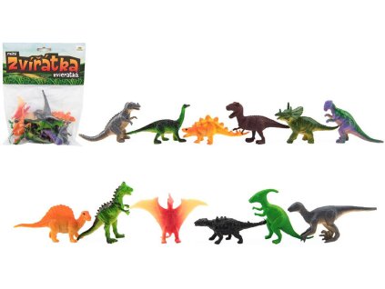 Zvířátko dinosaurus gumové 6-7cm různé druhy set 12ks v sáčku