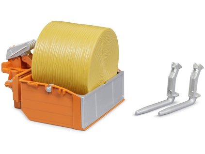 BRUDER 02353 Nakládací box na traktor set s vidlemi a balíkem slámy