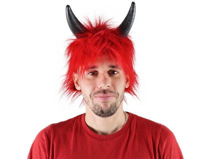KARNEVAL Paruka čert s rohy červená *KARNEVALOVÝ DOPLNĚK*
