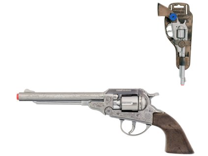 Revolver stříbrný kovbojský dětská kovová zbraň kapslovka na 8 ran