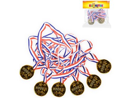Medaile dětská zlatá trikolora set 6ks v sáčku plast