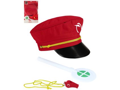 Malý výpravčí ZSSK set čepice s píšťalkou a plácačkou na kartě