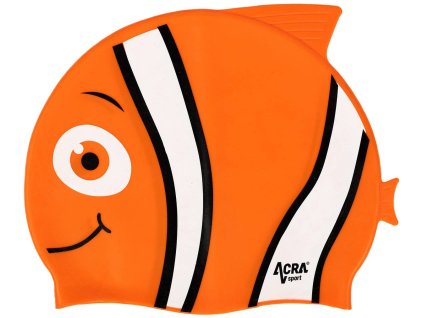 ACRA Čepice koupací dětská silikonová do vody oranžová Nemo
