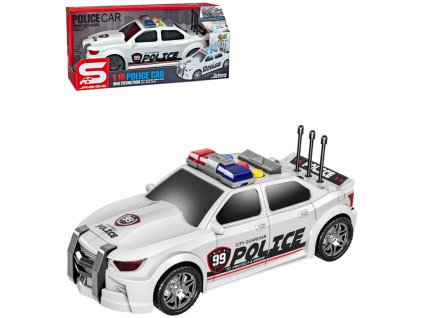Auto policejní bílé 1:16 Policie 25cm na baterie Světlo Zvuk