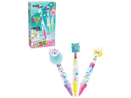 Style4Ever DIY Stylové pero s ozdobami set 2 pera + zvýrazňovač 2 druhy