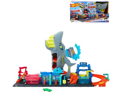 MATTEL HOT WHEELS Color Reveal automyčka se žralokem set s autíčkem