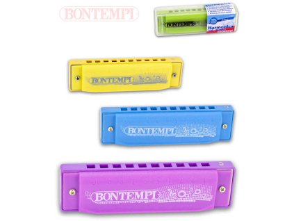 BONTEMPI Harmonika dětská foukací 11cm kov různé barvy *HUDEBNÍ NÁSTROJE*