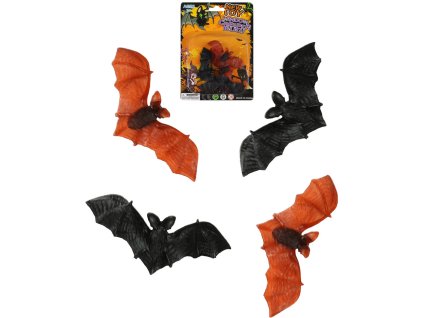 Netopýr černý + hnědý 7cm zvířátko set 4ks Halloween dekorace
