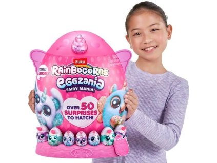 ASMODEE Rainbocorns: Eggzania Fairy Mania mega velké vajíčko 50 překvapení
