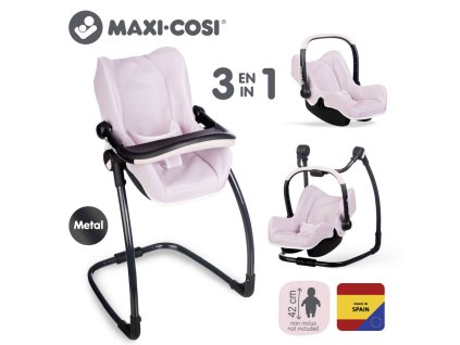 SMOBY Maxi-Cosi 3v1 Autosedačka a židlička pro panenky světle růžová