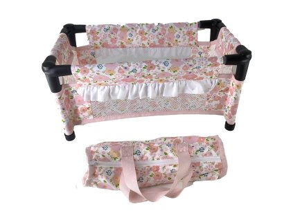 Postýlka pro panenky s cestovní taškou 42x23x20cm