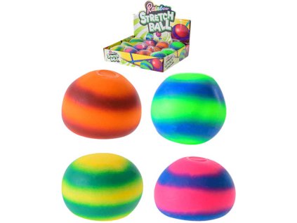 Míček měkký strečový 7cm balónek duhový antistresový 4 barvy