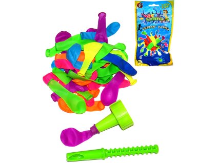 Vodní bomby barevné balonky na vodu set 100ks s nástavcem v sáčku