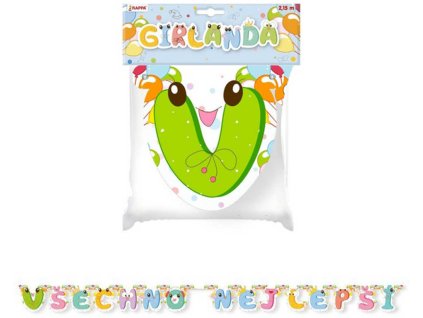 Párty girlanda papírová narozeninová Všechno nejlepší v sáčku