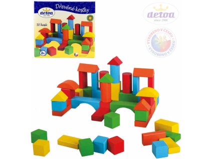 DETOA DŘEVO Kostky barevné set 50ks stavebnice v krabici *DŘEVĚNÉ HRAČKY*