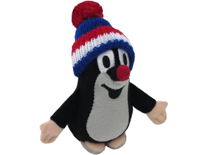 MORAVSKÁ ÚSTŘEDNA Krtek (Krteček) 12cm modrý kulich trikolora PLYŠ