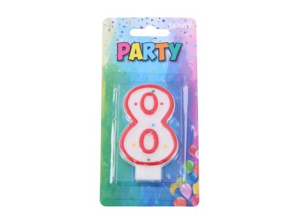 Párty svíčka číslo 8 Červená