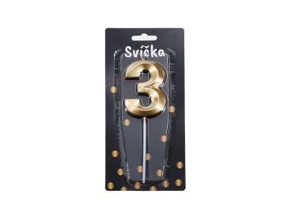 Párty svíčka číslo 3 Zlatá