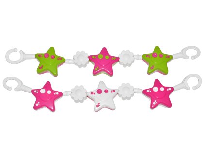 Řetěz na kočárek - hvězdy, kytičky