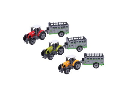 Traktor s ohrádkou kovový 19 cm