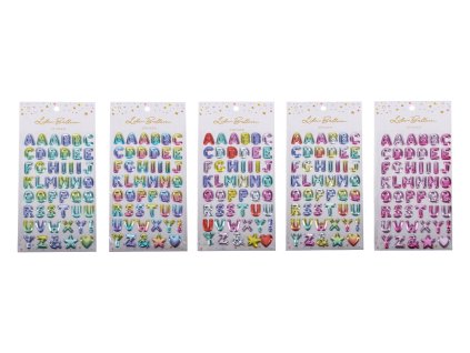 Nálepky 23x11 cm abeceda s glitrem