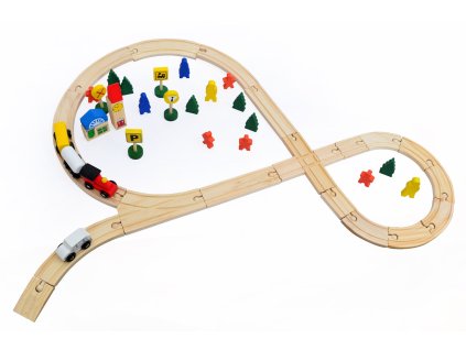 Vlaková dráha set dřevo 48ks
