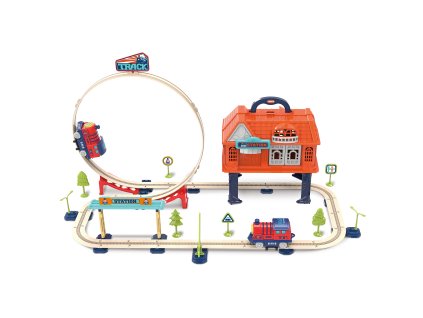 Vlaková dráha v kufříku 69 dílků 67x36,5x36,5 cm